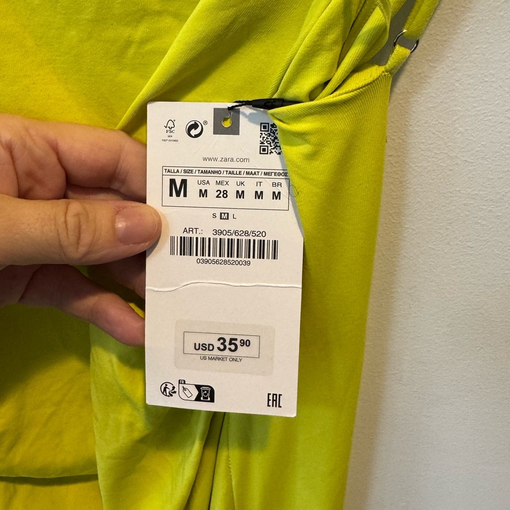 New NWT Zara Yellow/Green Backless Maxi Dress Size M - Picture 2 of 4